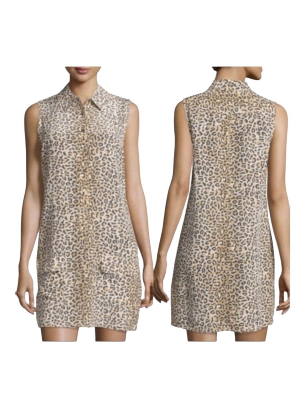 Equipment‎ Dress Women Medium Brown Silk Lucida Leopard Shirt Mini Luxury Preppy